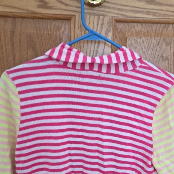 Lands' End Women's Colorful Striped Cardigan - Pink, Yellow, and Blue - Picture 9 of 15